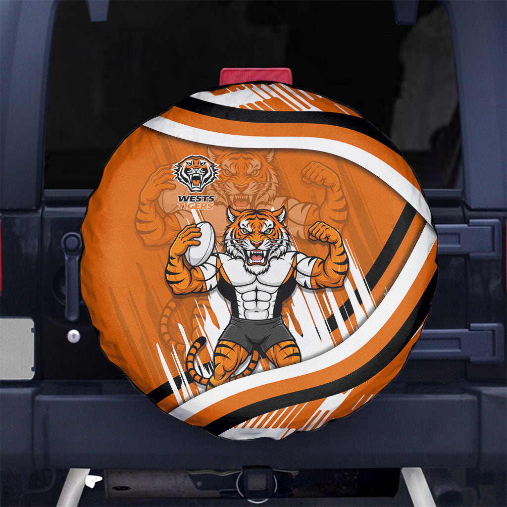 Wests Tigers Rugby Mascot Spare Tire Cover Fierce Athlete Graphic in Sports Style