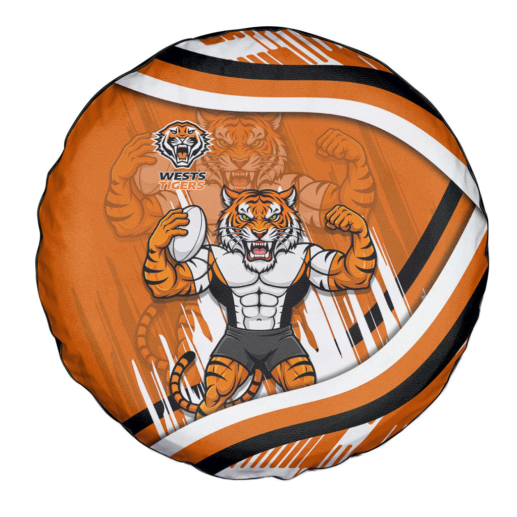 Wests Tigers Rugby Mascot Spare Tire Cover Fierce Athlete Graphic in Sports Style