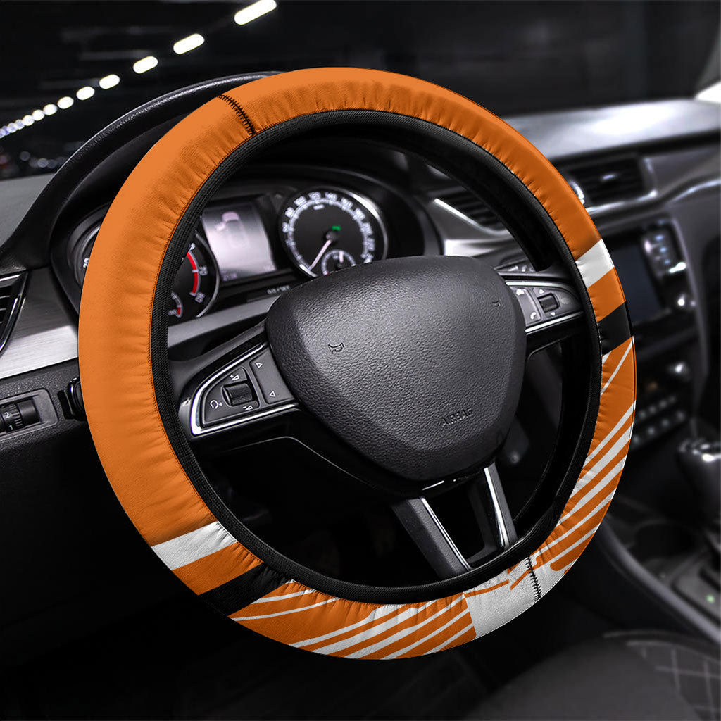 Wests Tigers Rugby Mascot Steering Wheel Cover Fierce Athlete Graphic in Sports Style