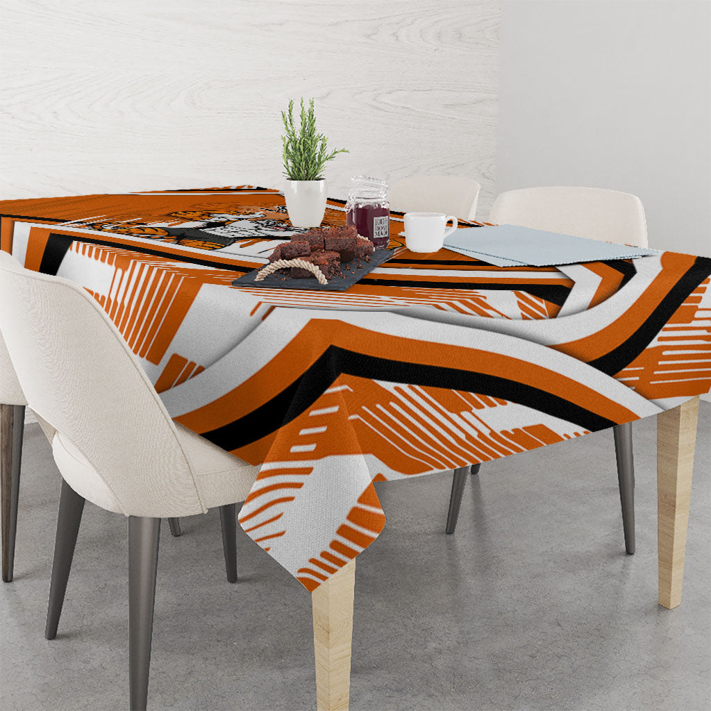 Wests Tigers Rugby Mascot Tablecloth Fierce Athlete Graphic in Sports Style