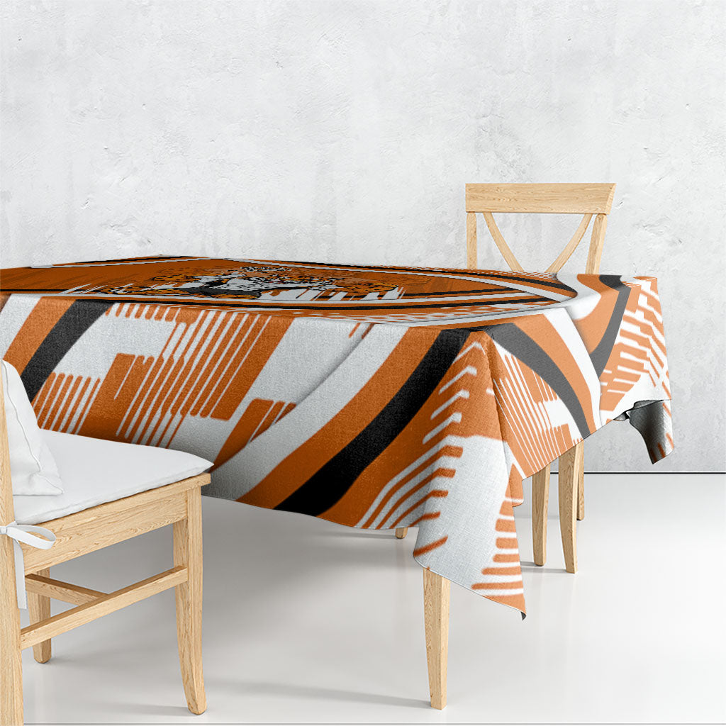 Wests Tigers Rugby Mascot Tablecloth Fierce Athlete Graphic in Sports Style