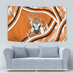 Wests Tigers Rugby Mascot Tapestry Fierce Athlete Graphic in Sports Style