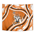Wests Tigers Rugby Mascot Tapestry Fierce Athlete Graphic in Sports Style
