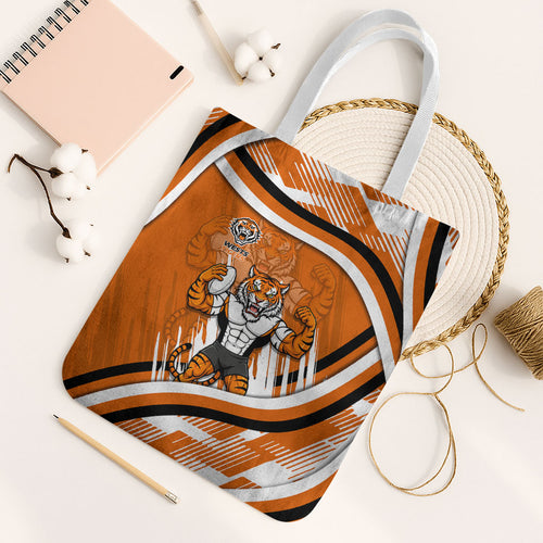 Wests Tigers Rugby Mascot Tote Bag Fierce Athlete Graphic in Sports Style