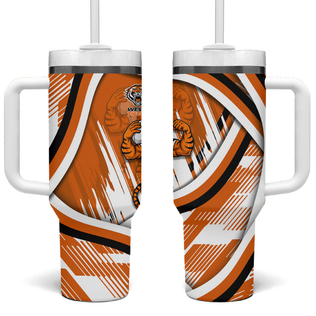 Wests Tigers Rugby Mascot Tumbler With Handle Fierce Athlete Graphic in Sports Style