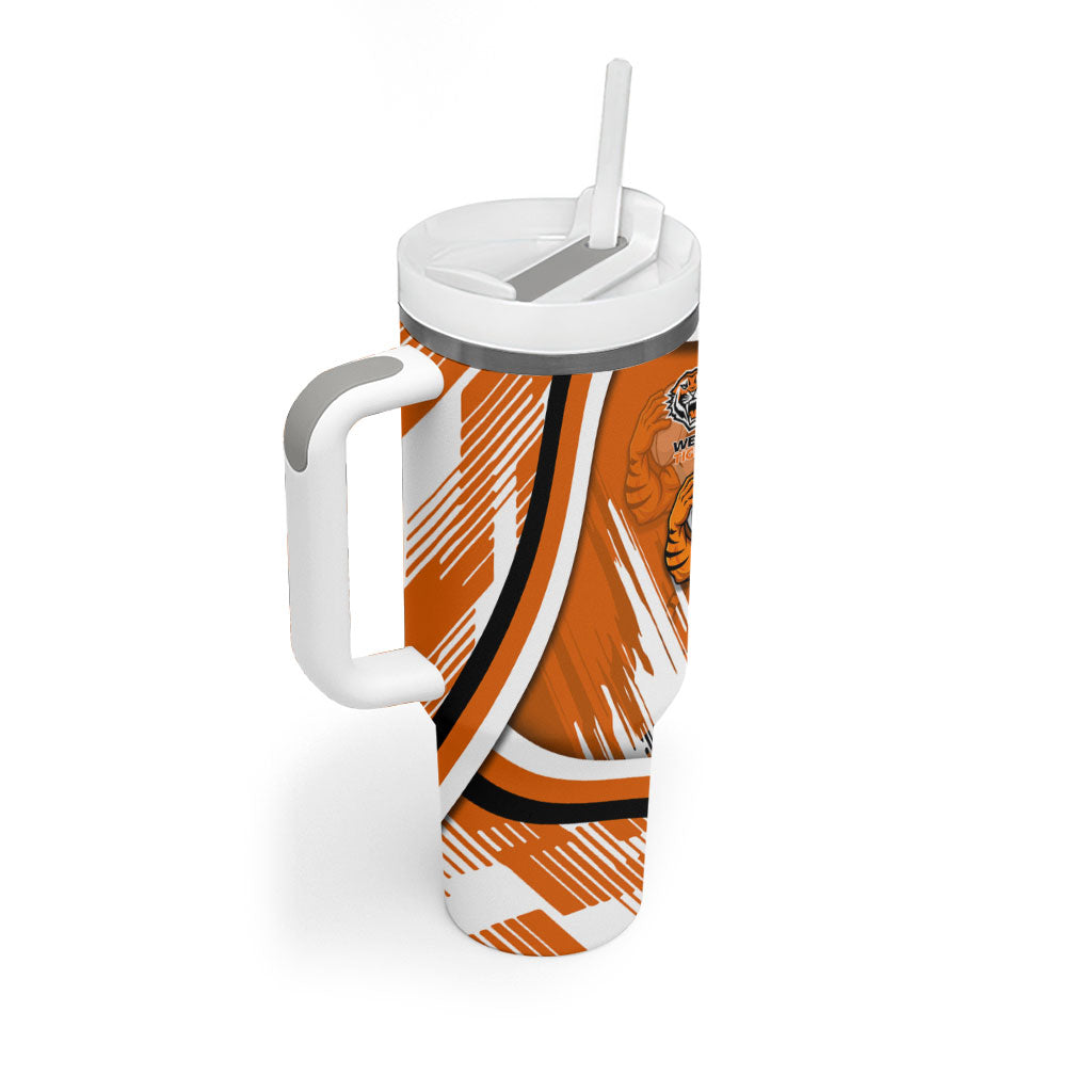 Wests Tigers Rugby Mascot Tumbler With Handle Fierce Athlete Graphic in Sports Style
