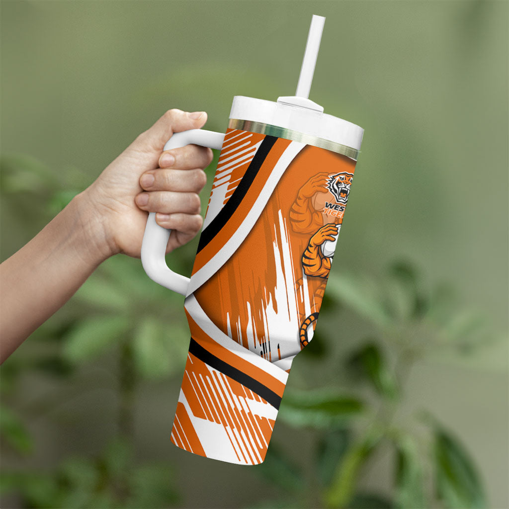 Wests Tigers Rugby Mascot Tumbler With Handle Fierce Athlete Graphic in Sports Style