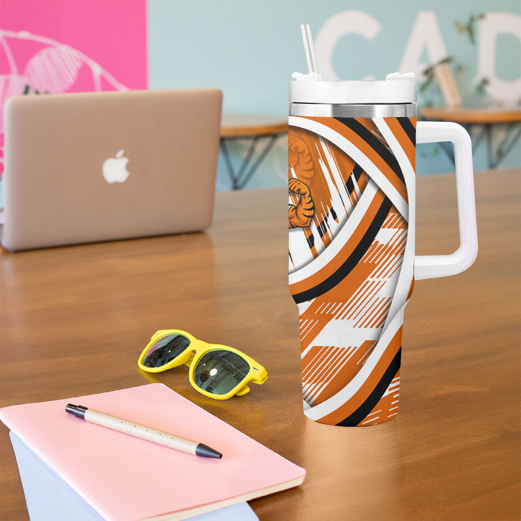 Wests Tigers Rugby Mascot Tumbler With Handle Fierce Athlete Graphic in Sports Style