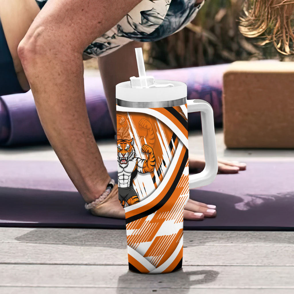 Wests Tigers Rugby Mascot Tumbler With Handle Fierce Athlete Graphic in Sports Style