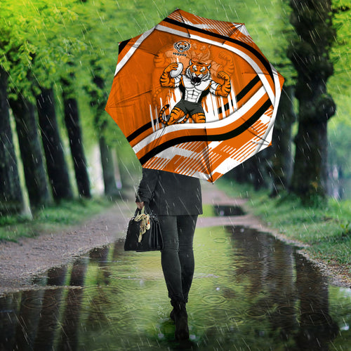 Wests Tigers Rugby Mascot Umbrella Fierce Athlete Graphic in Sports Style