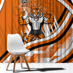 Wests Tigers Rugby Mascot Window Curtain Fierce Athlete Graphic in Sports Style
