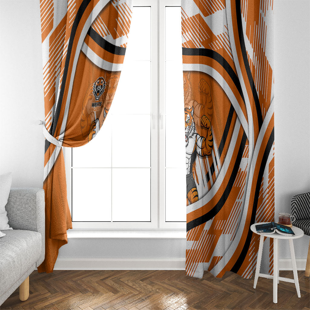 Wests Tigers Rugby Mascot Window Curtain Fierce Athlete Graphic in Sports Style