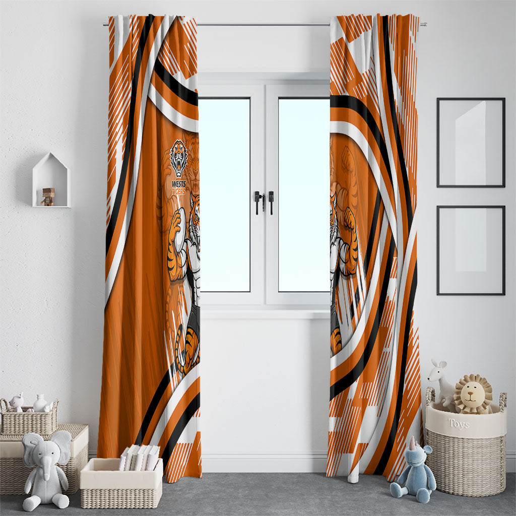 Wests Tigers Rugby Mascot Window Curtain Fierce Athlete Graphic in Sports Style