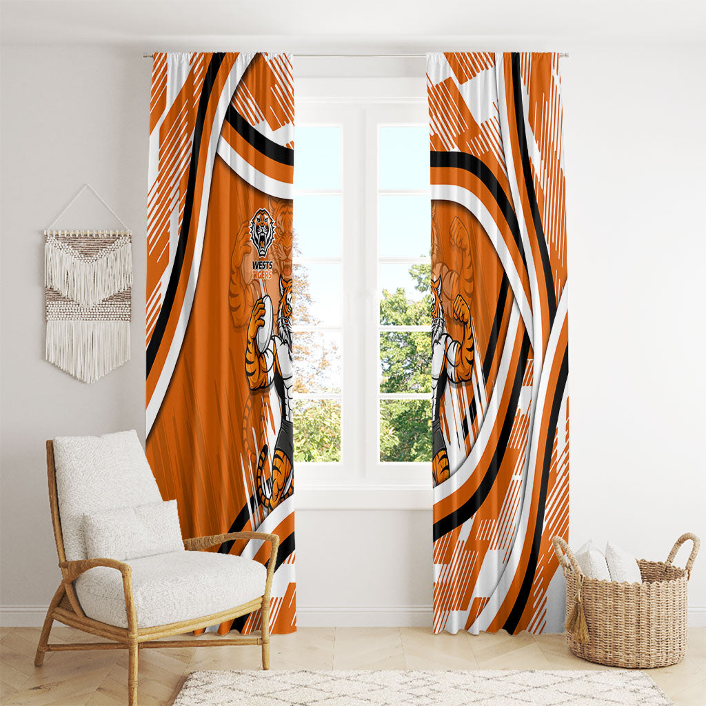 Wests Tigers Rugby Mascot Window Curtain Fierce Athlete Graphic in Sports Style