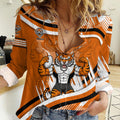Wests Tigers Rugby Mascot Women Casual Shirt Fierce Athlete Graphic in Sports Style