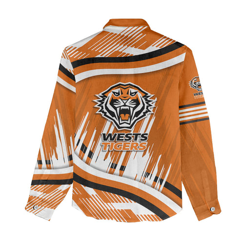 Wests Tigers Rugby Mascot Women Casual Shirt Fierce Athlete Graphic in Sports Style
