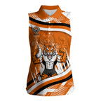 Wests Tigers Rugby Mascot Women Sleeveless Polo Shirt Fierce Athlete Graphic in Sports Style