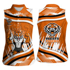 Wests Tigers Rugby Mascot Women Sleeveless Polo Shirt Fierce Athlete Graphic in Sports Style