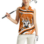 Wests Tigers Rugby Mascot Women Sleeveless Polo Shirt Fierce Athlete Graphic in Sports Style
