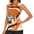 Wests Tigers Rugby Mascot Women Sleeveless Polo Shirt Fierce Athlete Graphic in Sports Style