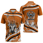 Wests Tigers Rugby Mascot Zipper Polo Shirt Fierce Athlete Graphic in Sports Style