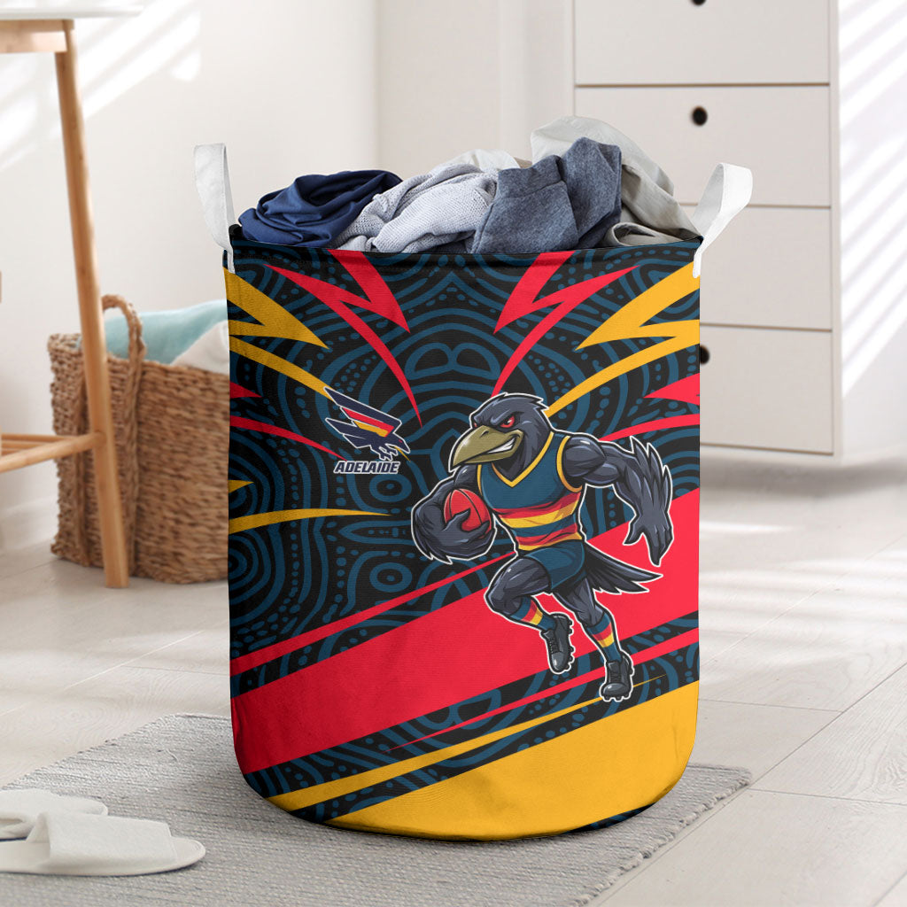 Adelaide Crows Australian Football Laundry Basket Fierce Mascot Spirit With Indigenous Pattern Art
