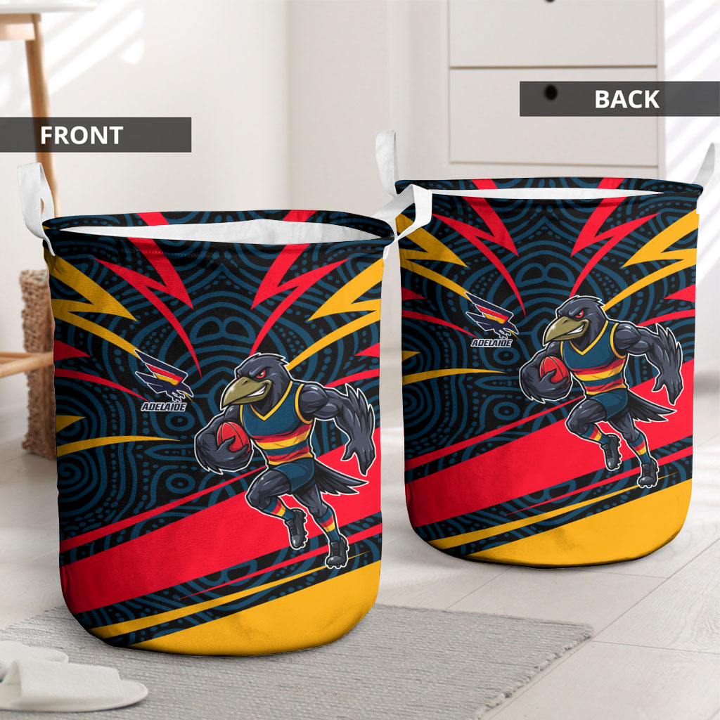 Adelaide Crows Australian Football Laundry Basket Fierce Mascot Spirit With Indigenous Pattern Art