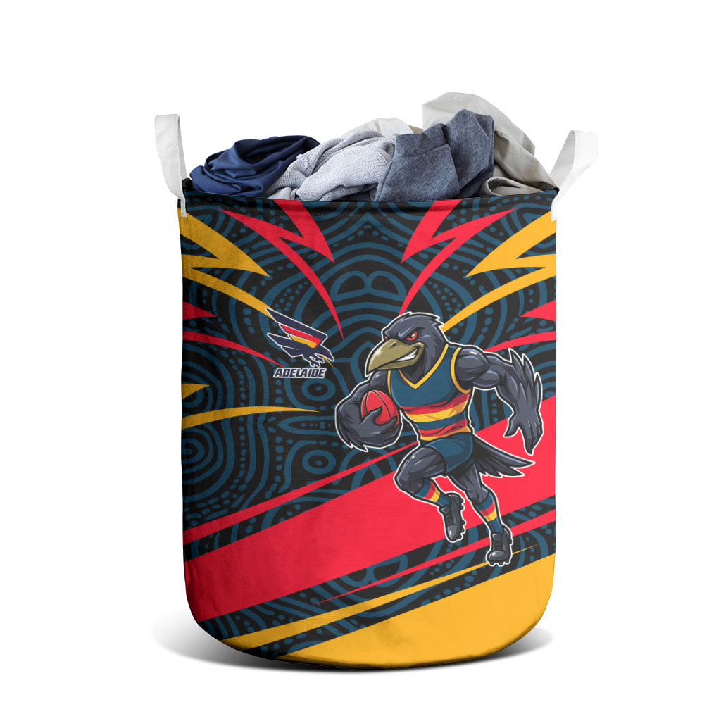 Adelaide Crows Australian Football Laundry Basket Fierce Mascot Spirit With Indigenous Pattern Art