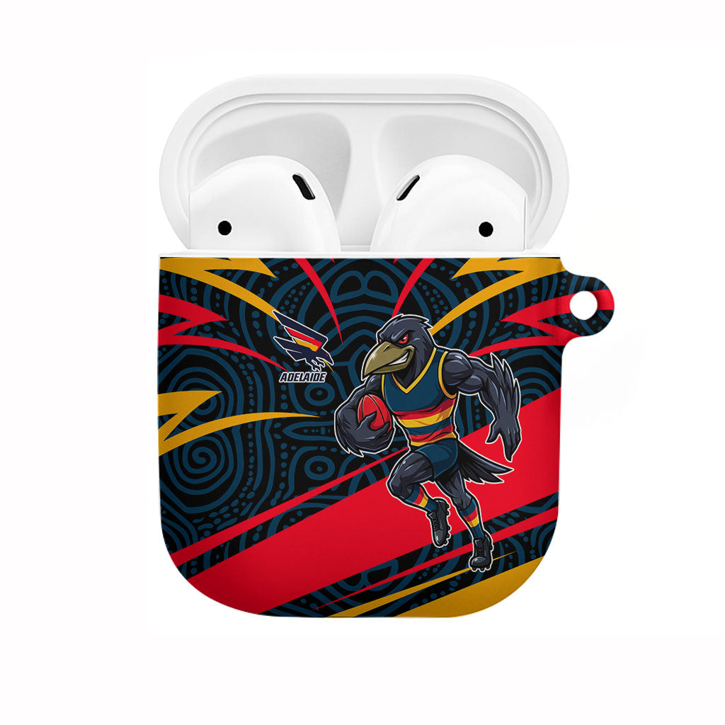 Adelaide Crows Australian Football AirPods Case Fierce Mascot Spirit With Indigenous Pattern Art