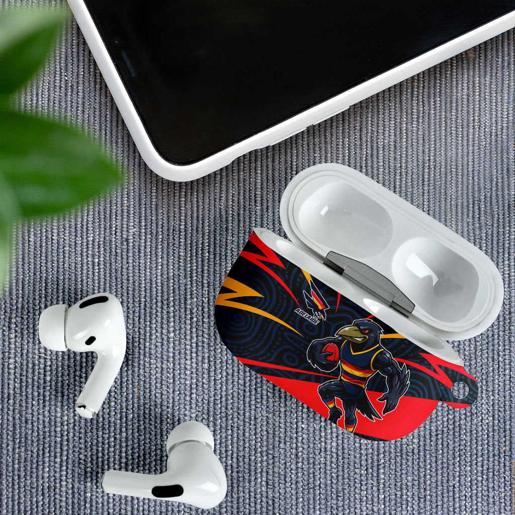 Adelaide Crows Australian Football AirPods Case Fierce Mascot Spirit With Indigenous Pattern Art
