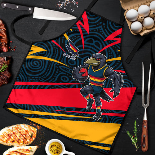 Adelaide Crows Australian Football Apron Fierce Mascot Spirit With Indigenous Pattern Art