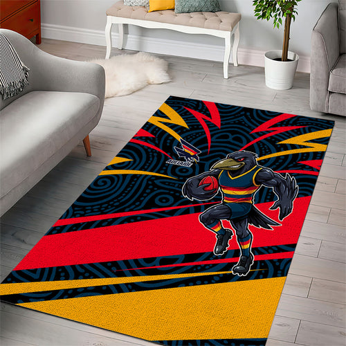 Adelaide Crows Australian Football Area Rug Fierce Mascot Spirit With Indigenous Pattern Art