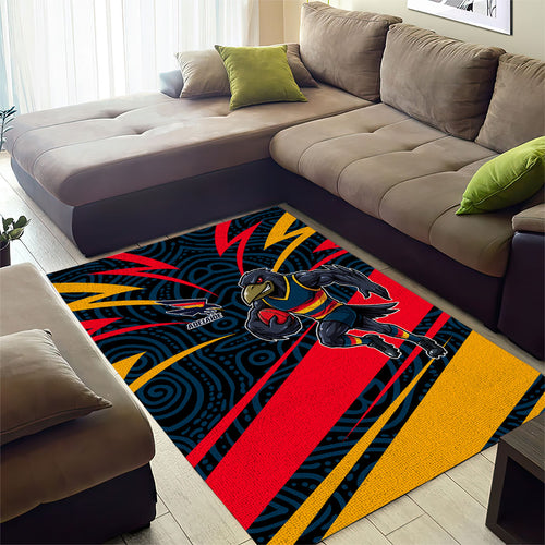 Adelaide Crows Australian Football Area Rug Fierce Mascot Spirit With Indigenous Pattern Art