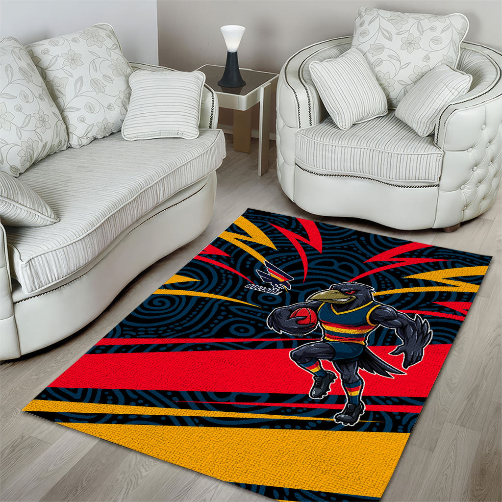 Adelaide Crows Australian Football Area Rug Fierce Mascot Spirit With Indigenous Pattern Art
