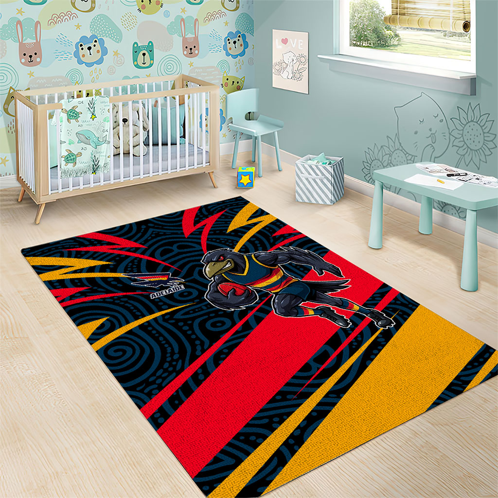 Adelaide Crows Australian Football Area Rug Fierce Mascot Spirit With Indigenous Pattern Art