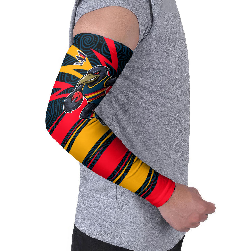 Adelaide Crows Australian Football Arm Sleeves Fierce Mascot Spirit With Indigenous Pattern Art