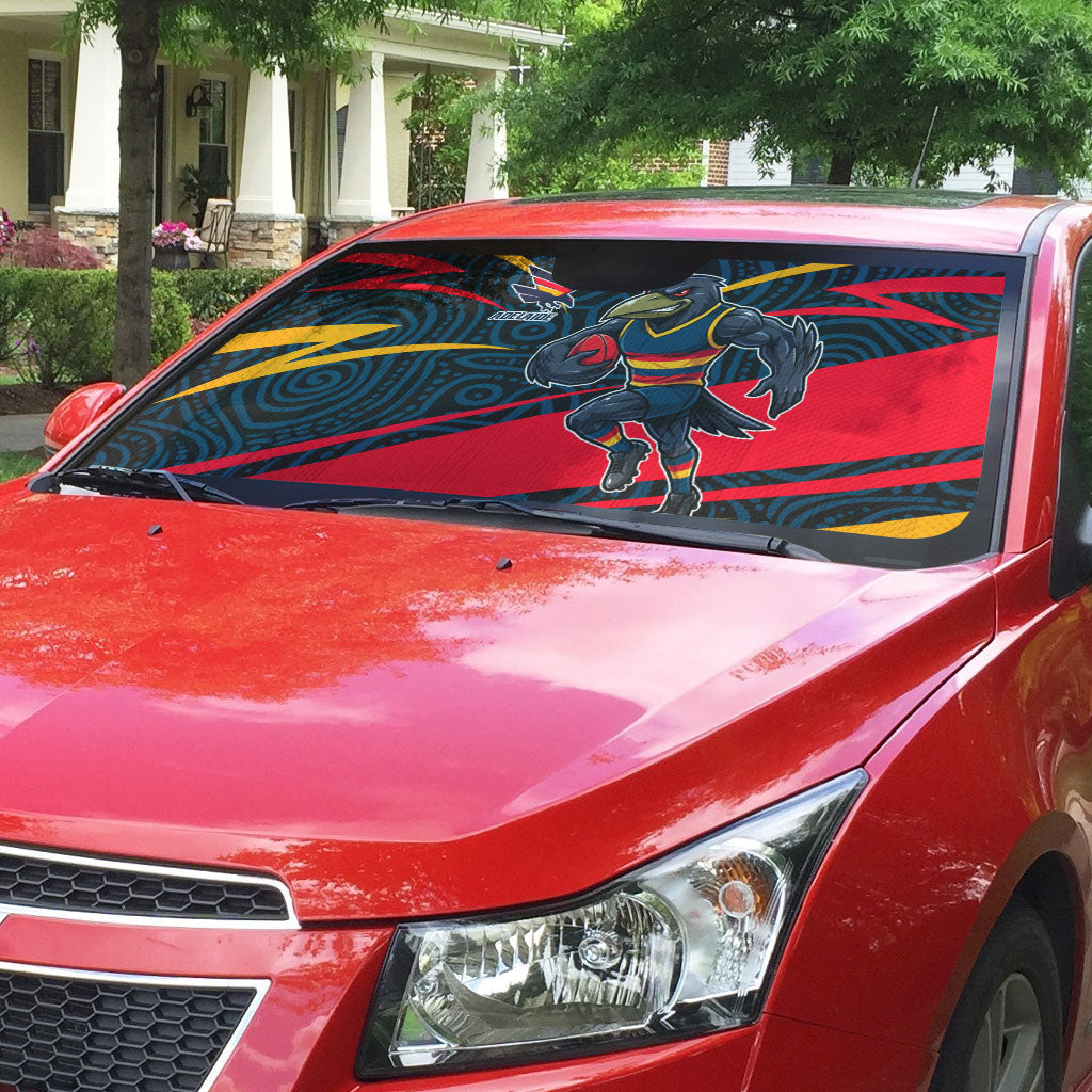 Adelaide Crows Australian Football Auto Sun Shade Fierce Mascot Spirit With Indigenous Pattern Art