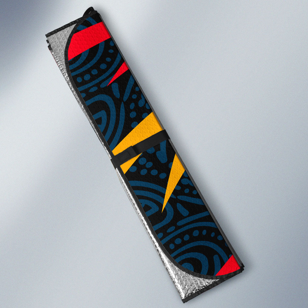 Adelaide Crows Australian Football Auto Sun Shade Fierce Mascot Spirit With Indigenous Pattern Art