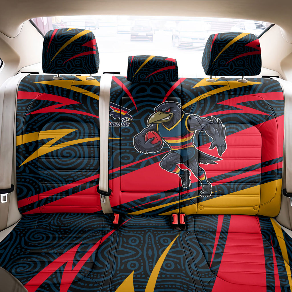 Adelaide Crows Australian Football Back Car Seat Cover Fierce Mascot Spirit With Indigenous Pattern Art