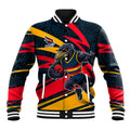 Adelaide Crows Australian Football Baseball Jacket Fierce Mascot Spirit With Indigenous Pattern Art