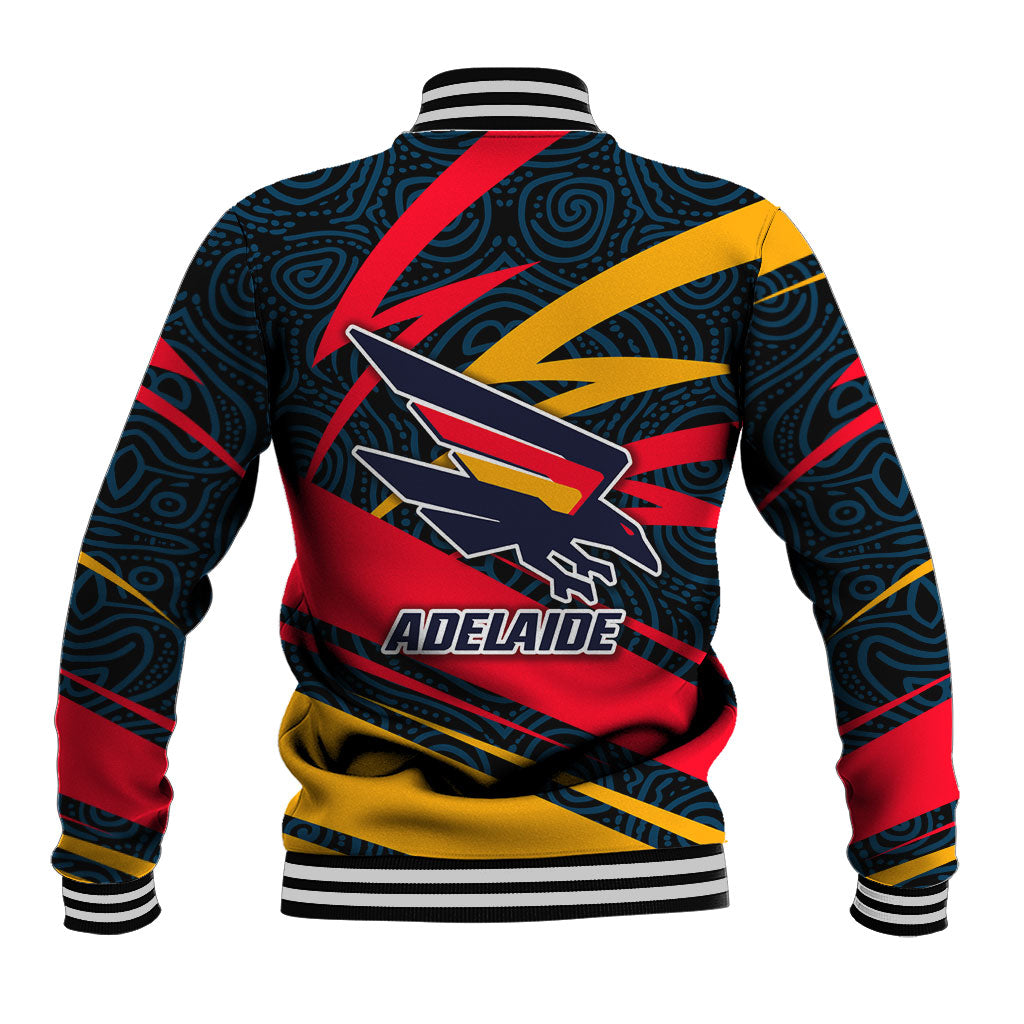 Adelaide Crows Australian Football Baseball Jacket Fierce Mascot Spirit With Indigenous Pattern Art