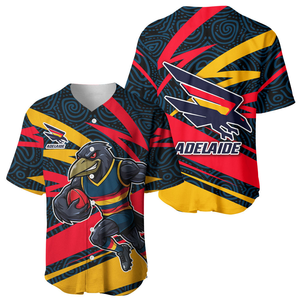 Adelaide Crows Australian Football Baseball Jersey Fierce Mascot Spirit With Indigenous Pattern Art