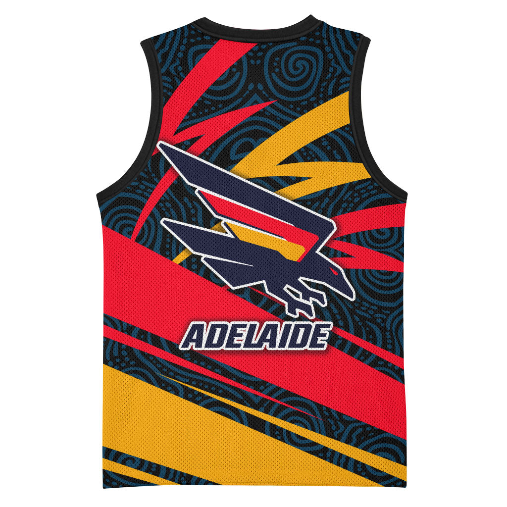 Adelaide Crows Australian Football Basketball Jersey Fierce Mascot Spirit With Indigenous Pattern Art