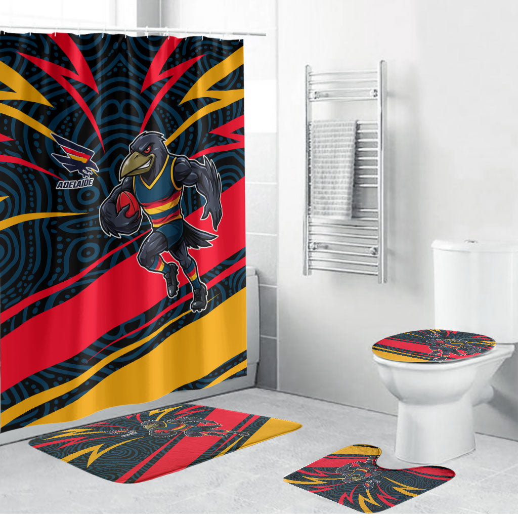 Adelaide Crows Australian Football Bathroom Set Fierce Mascot Spirit With Indigenous Pattern Art