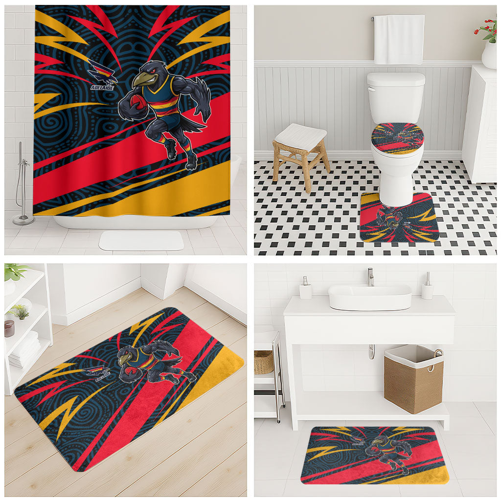 Adelaide Crows Australian Football Bathroom Set Fierce Mascot Spirit With Indigenous Pattern Art