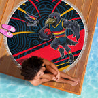 Adelaide Crows Australian Football Beach Blanket Fierce Mascot Spirit With Indigenous Pattern Art