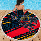 Adelaide Crows Australian Football Beach Blanket Fierce Mascot Spirit With Indigenous Pattern Art