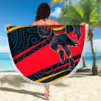 Adelaide Crows Australian Football Beach Blanket Fierce Mascot Spirit With Indigenous Pattern Art