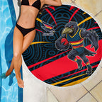 Adelaide Crows Australian Football Beach Blanket Fierce Mascot Spirit With Indigenous Pattern Art