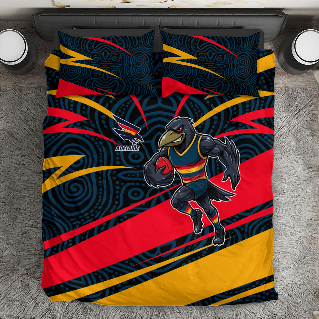 Adelaide Crows Australian Football Bedding Set Fierce Mascot Spirit With Indigenous Pattern Art